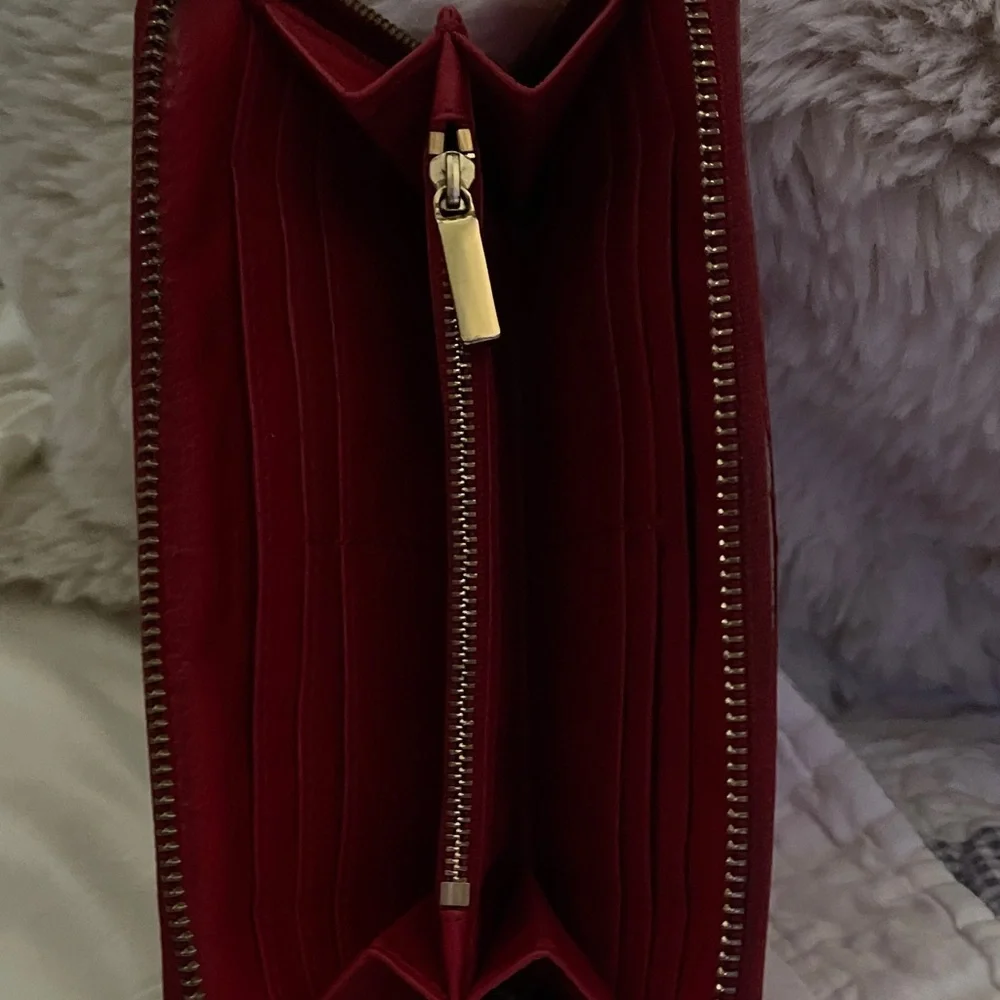 Tory Burch Bold Red Zip Around Wallet